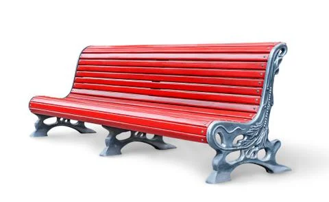 Red park bench Stock Photos