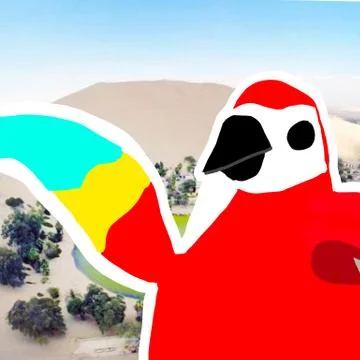 Red parrot with colored feathers Illustrazione stock