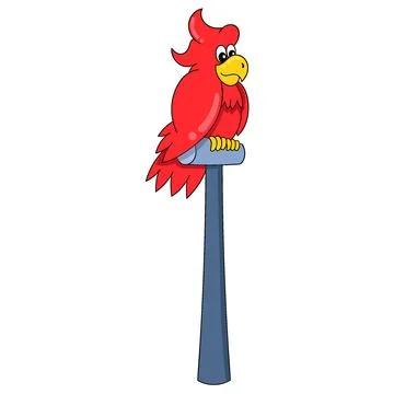 The red parrot perched on the ground Stock Illustration