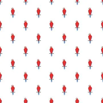 Red parrot sitting on perch seamless pattern 스톡 일러스트