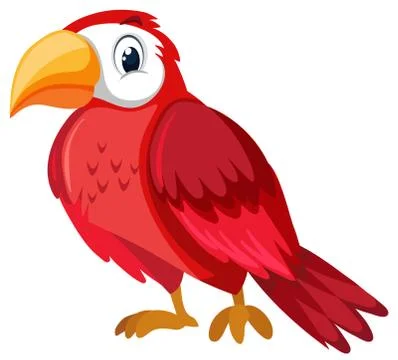 Red parrot on white background Illustrazione stock