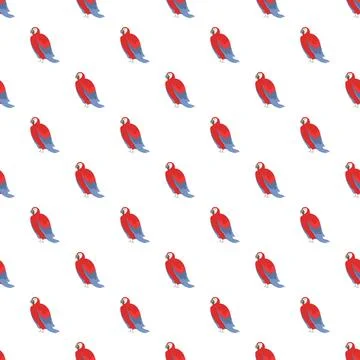 Red parrots seamless pattern on white background Illustrazione stock