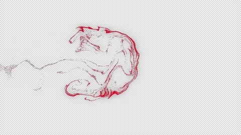The red particle cloud moves and dissolves on a transparent background Stock Footage 195022267