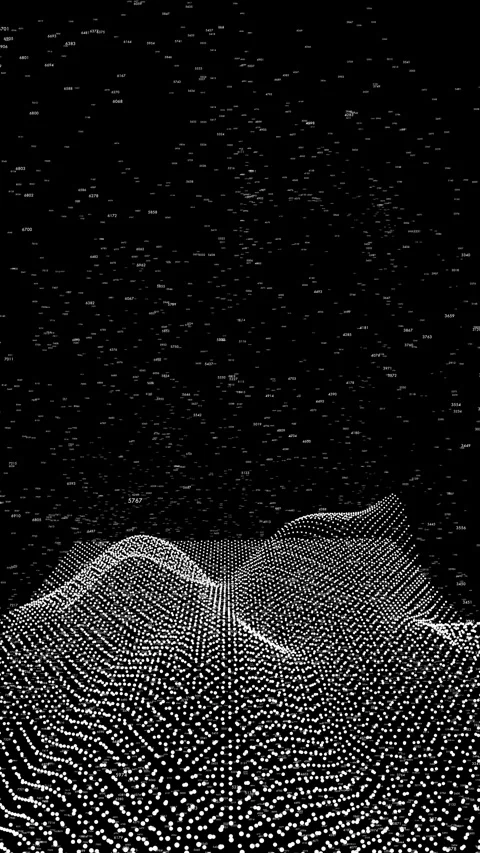 Red Particle Data Terrain with Scanning UI Elements for Cybersecurity and Stock Footage 336040368