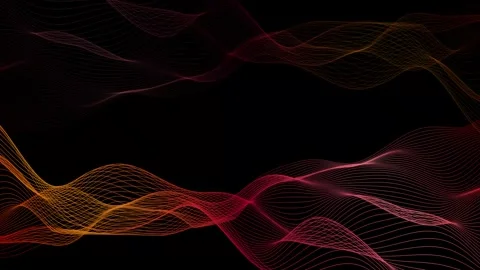 Red Particle Mesh Wave Black Background Loop Animation 4K Vídeo Stock 334991944