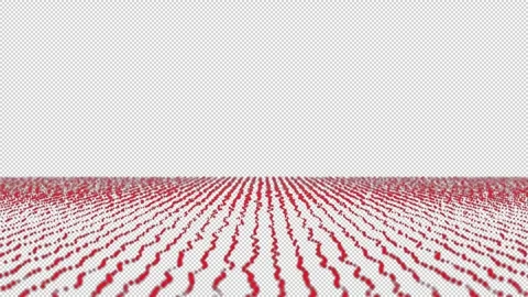 Red Particle Rows Digital Landscape Wave Isolated on Transparent Background Stock Footage 319766372