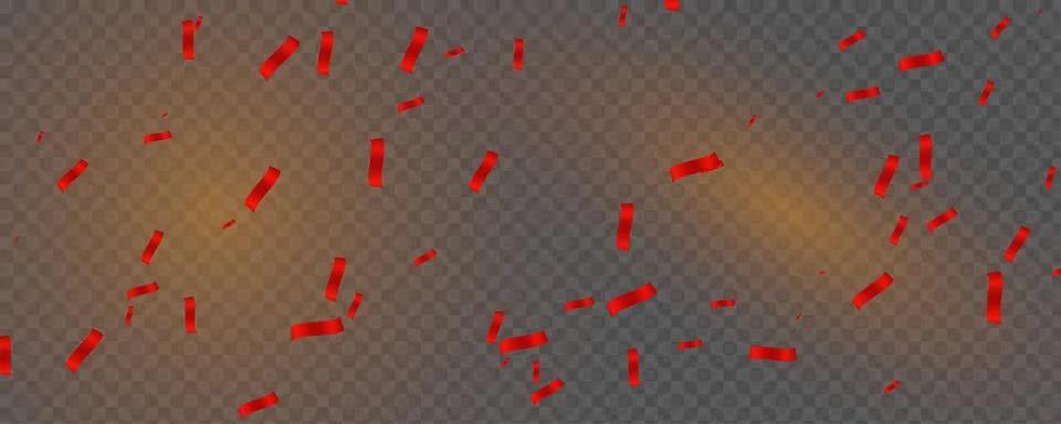 Red particles flying on transparent background, abstract motion effect Illustrazione stock