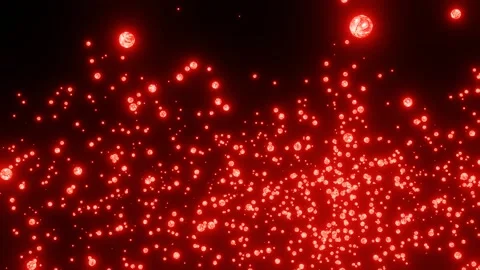 Red particles move chaotically on a black background. 3d render looped animation Video stock 312873298