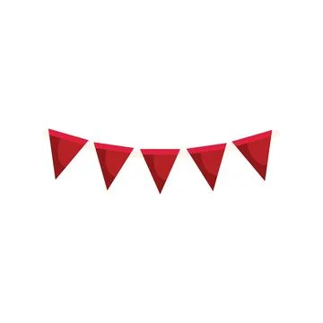 Red party flags hanging on white string celebrating a festive occasion Stock Illustration
