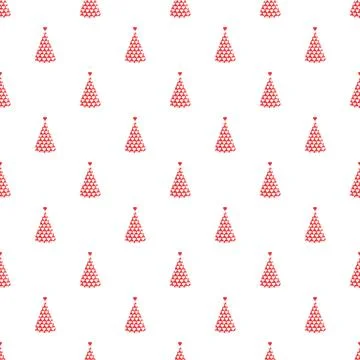 Red party hat heart pattern seamless background Stock Illustration