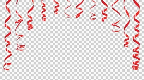 Red party ribbons animation with transparency 4K Stock Footage 47246526