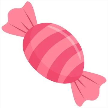 Red Pastel Wrapped Candy Vector Illustration Cute Sweet Treat Icon Isolated.. Illustrazione stock