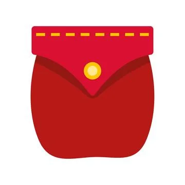 Red patch pocket with button flap closure Stock Illustration