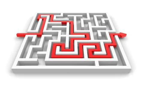 Red path across labyrinth Stock Illustration
