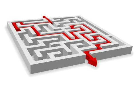 Red path across labyrinth Stock-Illustration