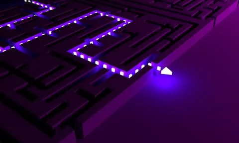 Red path across maze Stock Illustration