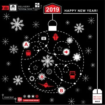 Red pathway in the shape of christmas ball on grey background. White Red grey Stock Illustration