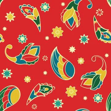 Red pattern with cartoon elements. Illustrazione stock
