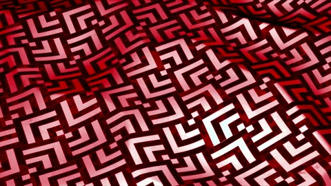 Red pattern on the floor. Motion.A vivid 3d illustration with black angular Stock Footage 203972991