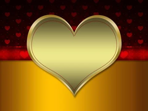 Red pattern with gold heart 스톡 일러스트