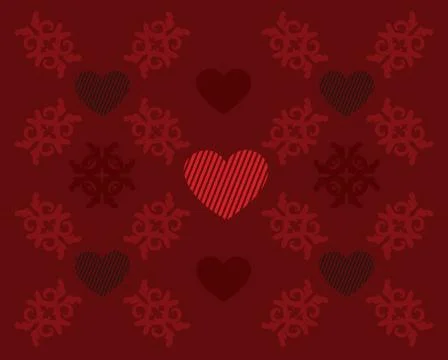 Red pattern with hearts 스톡 일러스트