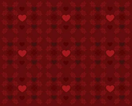 Red pattern with hearts 스톡 일러스트