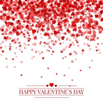 Red pattern of random falling hearts confetti. Border design element for fest Stock Illustration