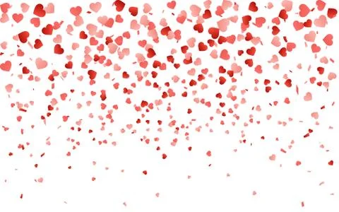 Red pattern of random falling hearts confetti. Border design element for fest Stock Illustration