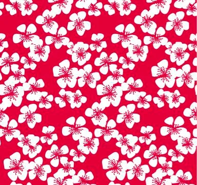Red pattern with white sakura flower. Stock Illustration