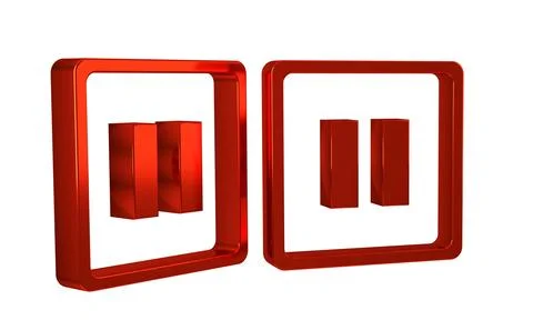 Red Pause button icon isolated on transparent background. Stock Illustration