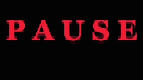 Red PAUSE text appearing and disappearing in dark cinematic motion Video stock 343413521