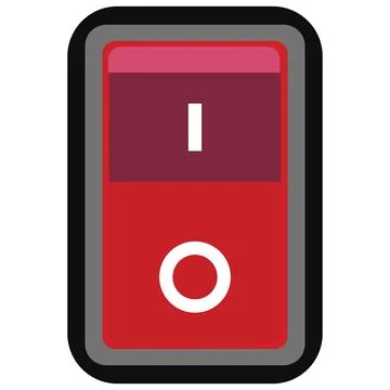 Red pc electric switch icon. Circuit breaker logo. Power toggle switch sign.. Stock Illustration
