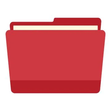 Red pc file folder icon, flat style Stock Illustration