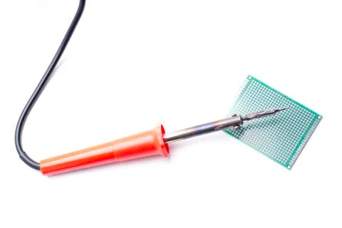 Red pcb soldering Stock Photos