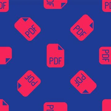 Red PDF file document. Download pdf button icon isolated seamless pattern on Illustrazione stock