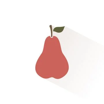 Red pear icon with shadow. Flat vector illustration Stock Illustration