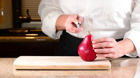 Red Pear Single Slice.mp4 Stock Footage 40716125