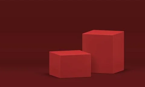 Red pedestal rectangle boxes abstract 3d stage for product promo presentation イラスト素材