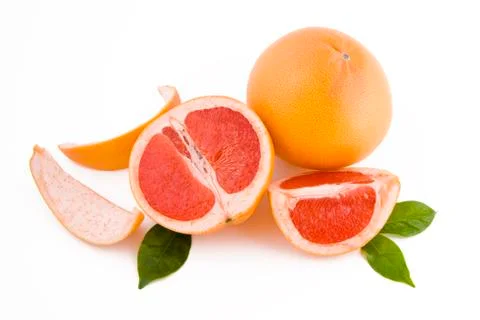 Red peeled grapefruits Stock Photos