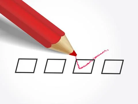 Red pen marking on the check box Stock Illustration