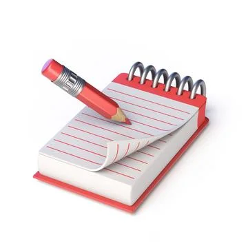 Red pencil and notepad 3D Illustrazione stock