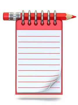 Red pencil and notepad 3D Red pencil and notepad 3D render illustration is... Stock Photos