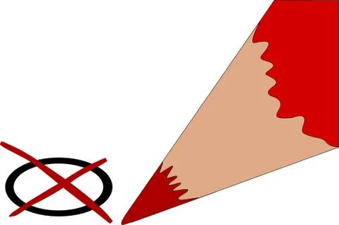 Red pencil crossing into the circle Stock Illustration