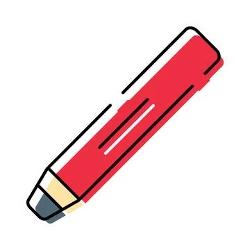 Red pencil drawing writing creativity school supplies Stock Illustration