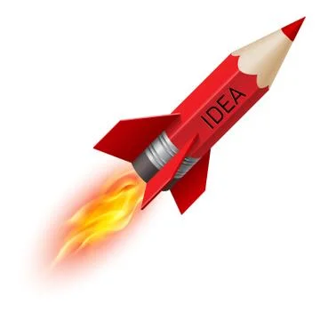 Red pencil as flying rocket Stock Illustration