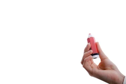 Red Pencil on hand Stock Photos