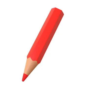 Red pencil isolated on white background Illustrazione stock