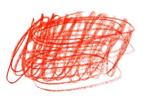 Red pencil scribble on white background, top view Stock Photos
