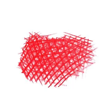 Red pencil scribble on white background, top view Stock Photos