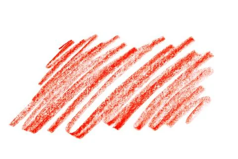 Red pencil scribble on white background, top view Stock Photos